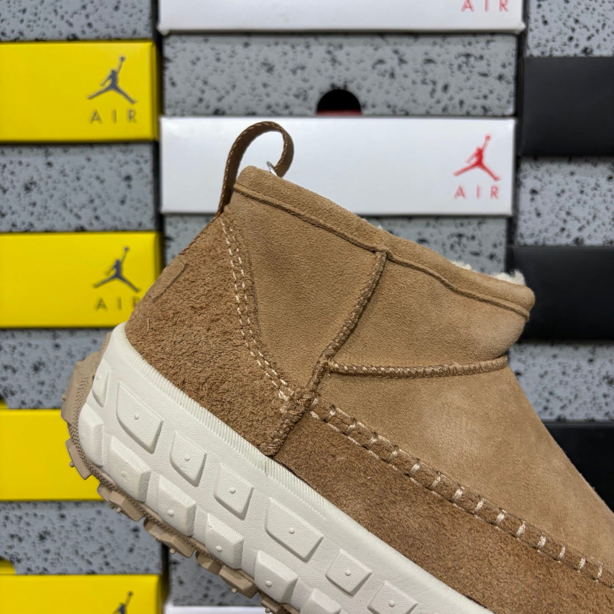 UGG Sheepskin Ankle Boot – Women’s Suede Pull-On with Shearling Collar in Wheat