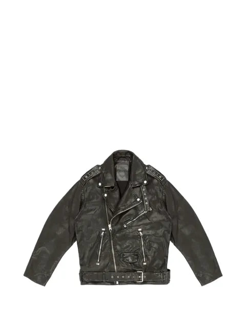 Htc Los Angeles Melrose stud-embellished belted leather jacket