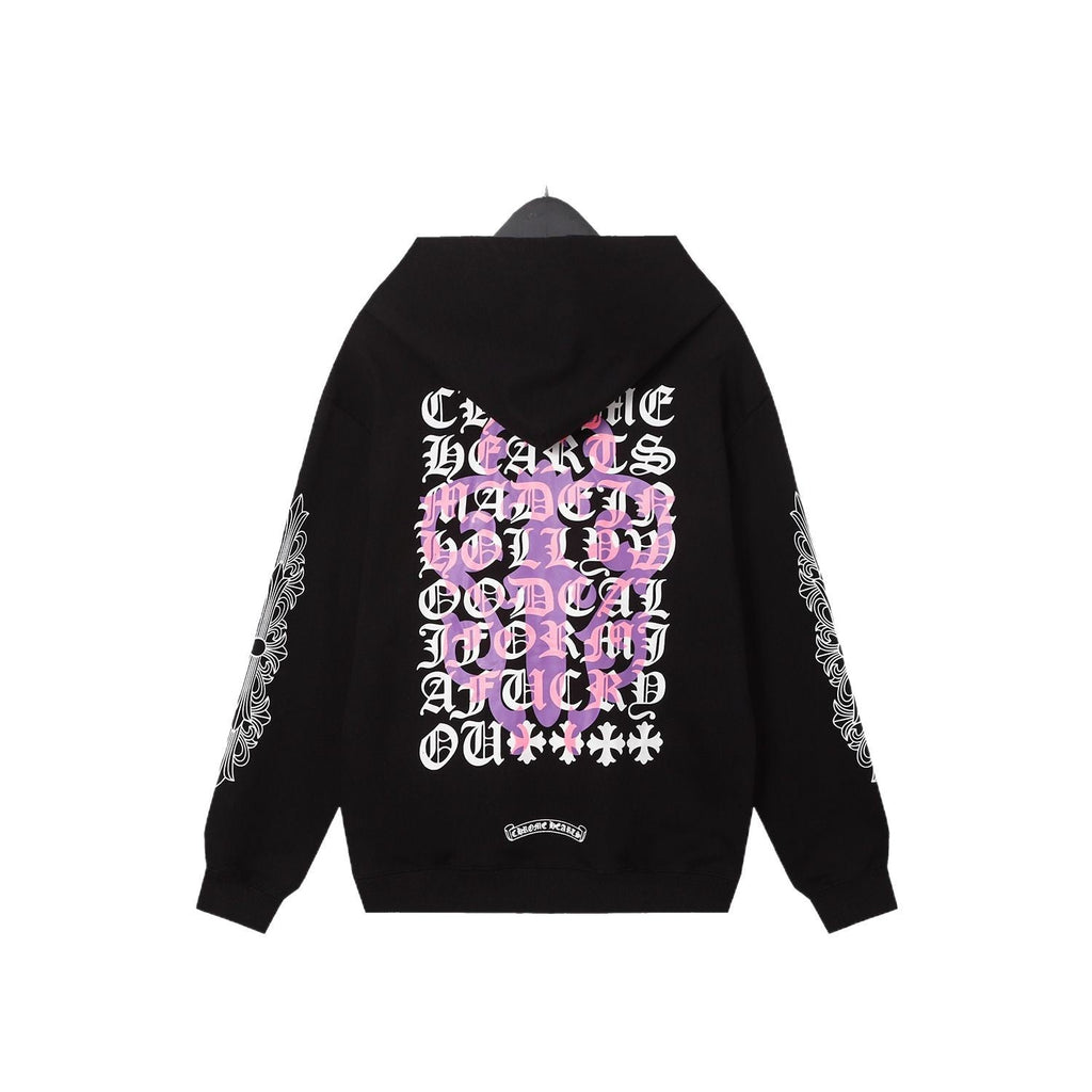 Chrome Hearts Multi‑Cross Sanskrit Graphic Oversized Hoodie Streetwear