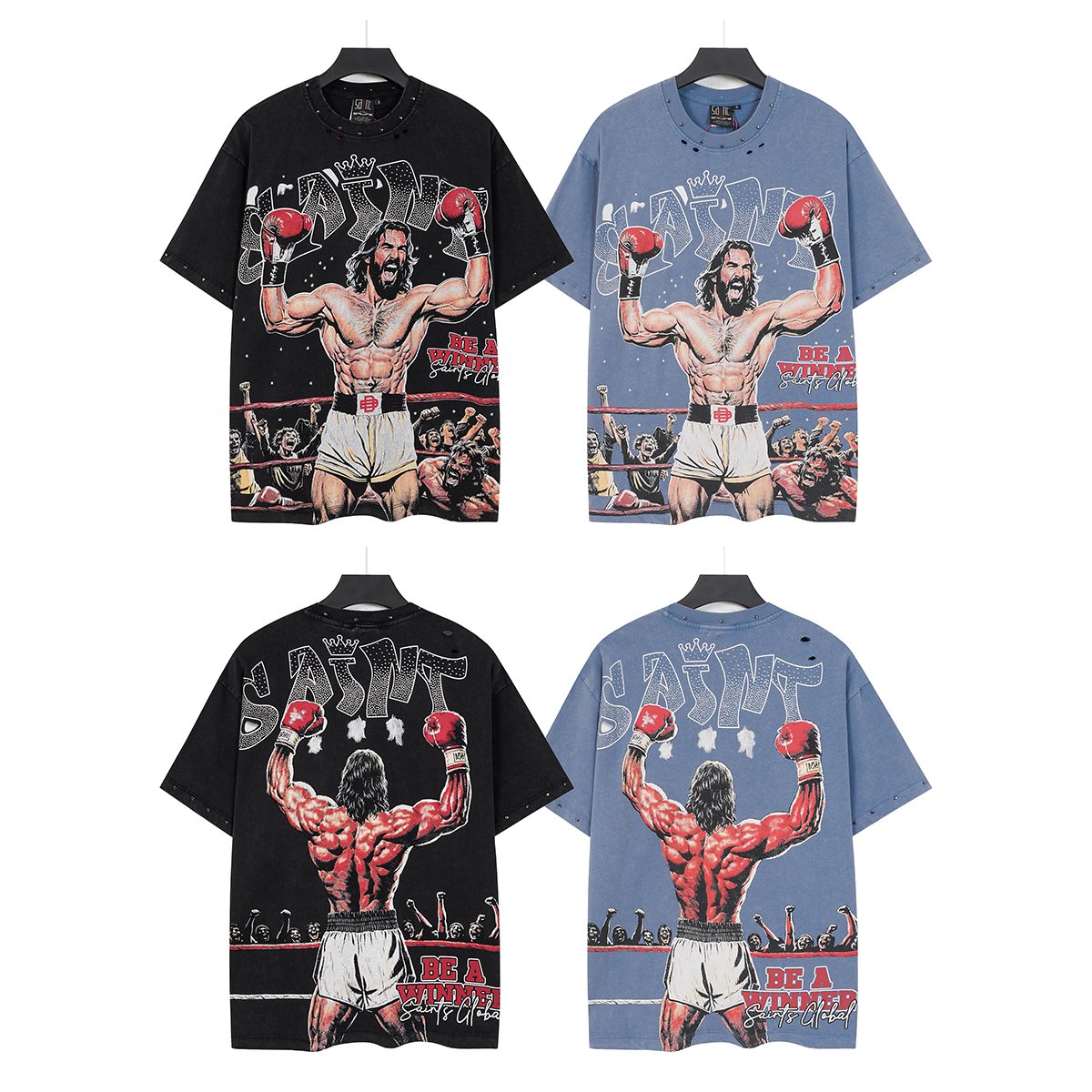 SAINT Boxing Graphic Washed T-Shirt