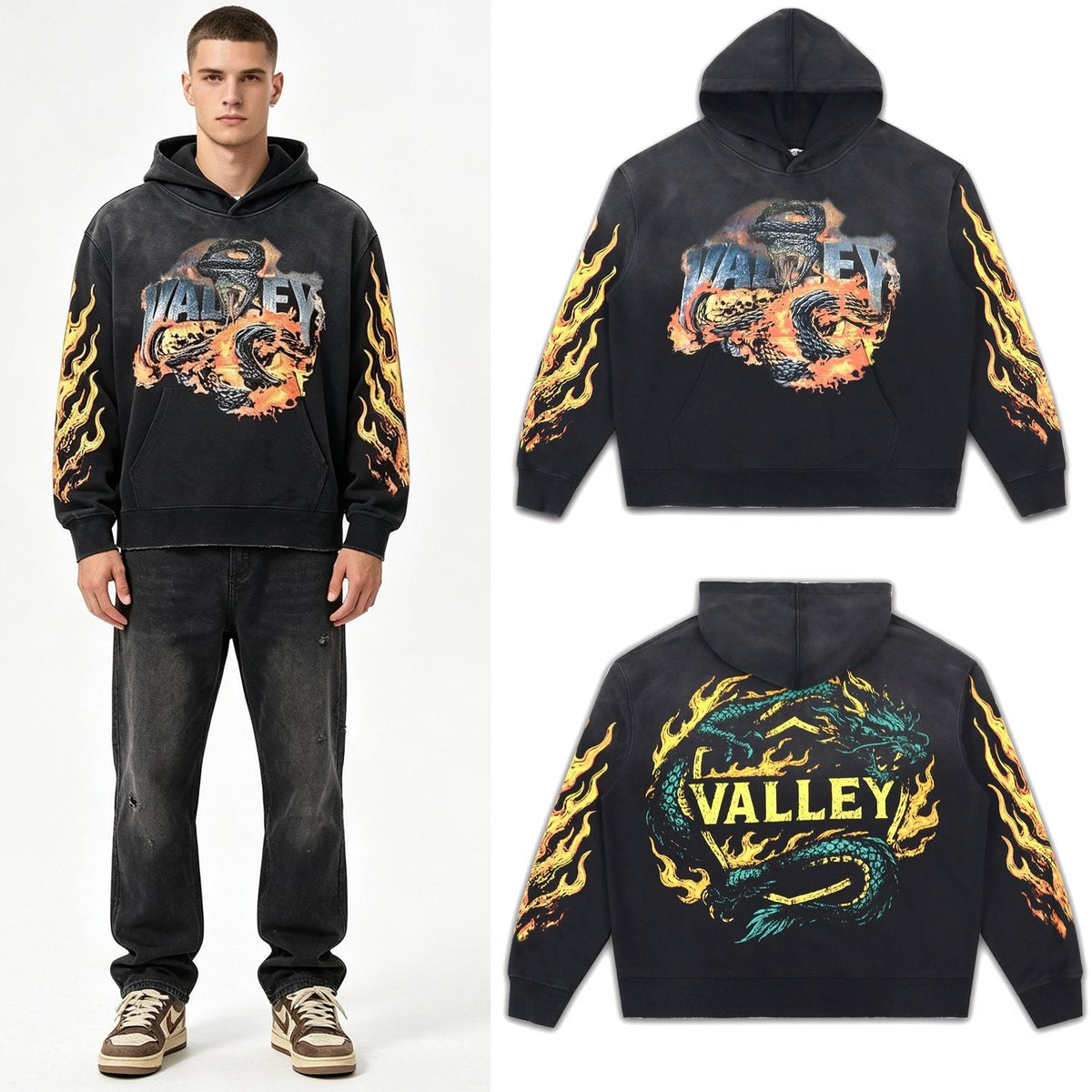 Valley Dreams Dragon Flame Graphic Hoodie