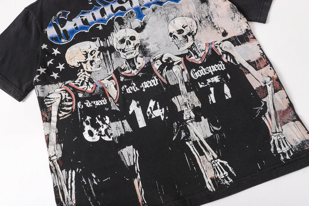 Godspeed Skeleton Basketball Number 14 T-Shirt