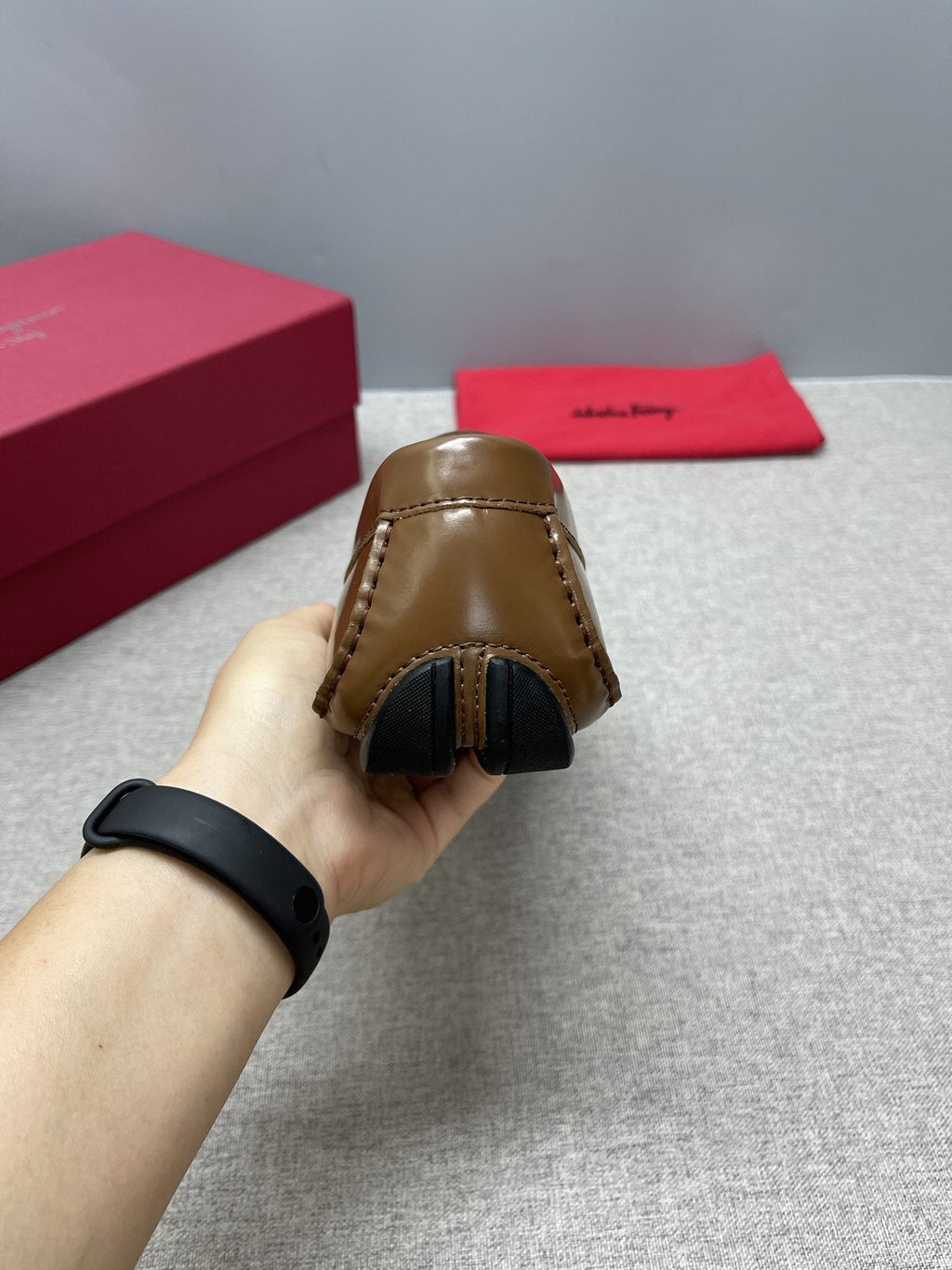 Ferragamo Men's Brown Buckle Driving Loafers